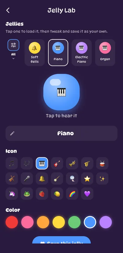 The Jelly Lab with a piano jelly loaded